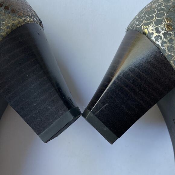 ARA Luftpolster 7 booties fall ankle boots winter heeled RARE Snakeskin metal - Picture 14 of 16